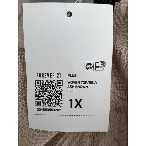 NWT Forever 21 Women's Boho Woven Loose Mid Drift Top Size 1X Tan - Picture 7 of 8